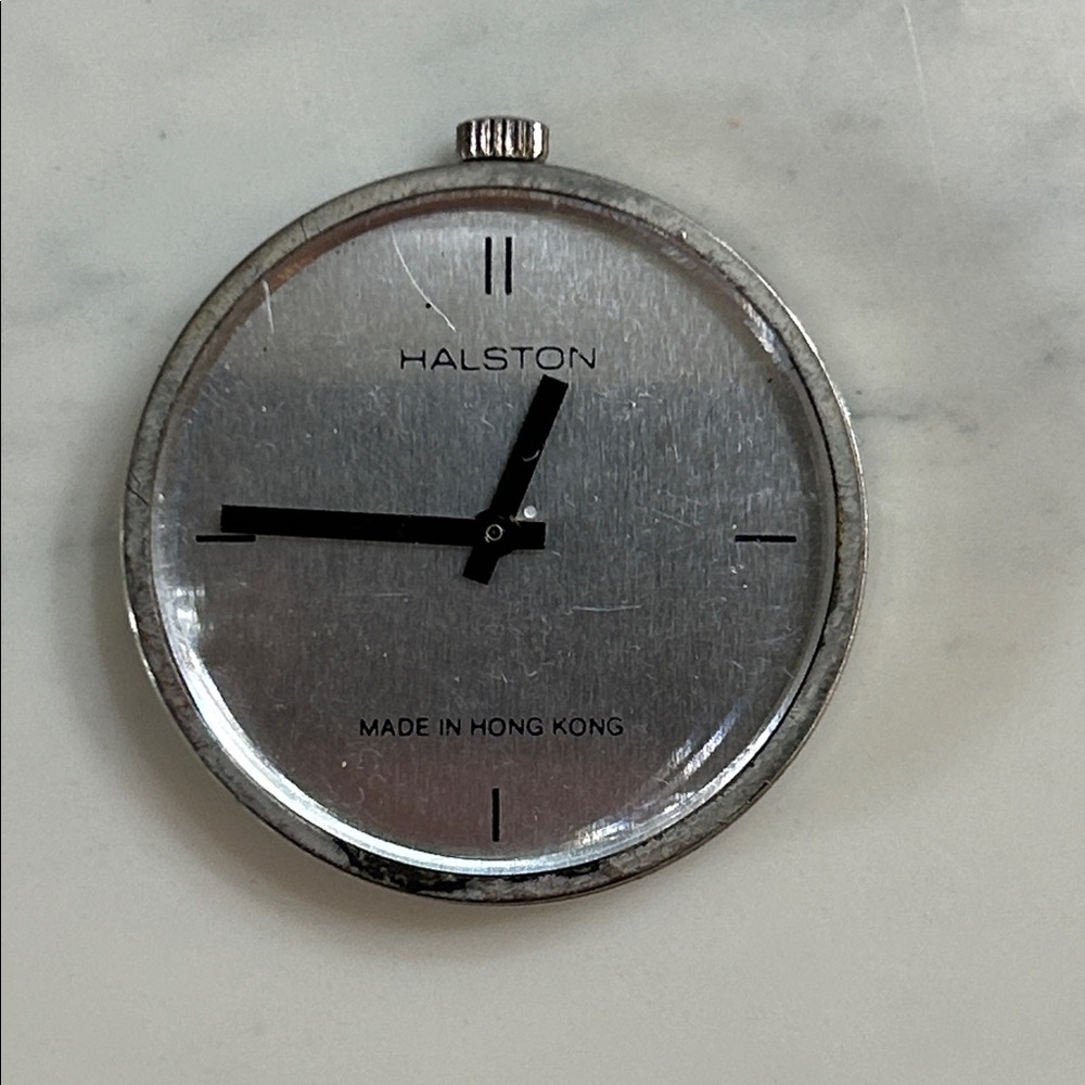 Halston Silver Dial Watch Face with Black Hands